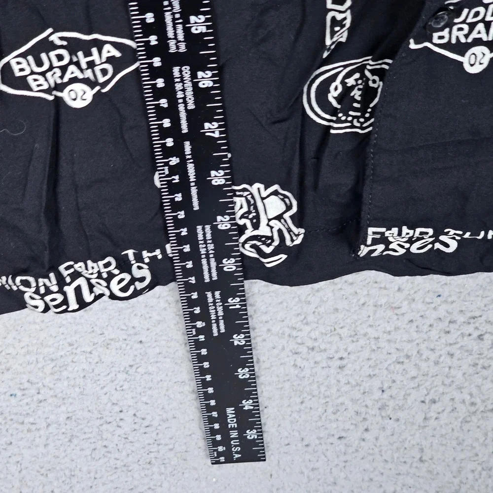 True Religion Button Up Mens 3XL Black Buddha Brand Graphic AOP Resort Shirt